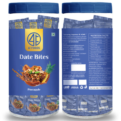 41 Foods 100% Premium  Bites  I Pineapple Bites Made with Pineapple, Pista, Cashews, Almonds, Honey and Pure Ghee I Dry Fruits & Nuts, Healthy Snacks Sweets,Gluten Free, No Added Sugar