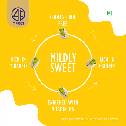 41 Foods 100 % Premium Healthy Dry Fruits I Pistachios Roasted & Salted, Pista, Rich In Protein, Phosphorus, & Dietary Fibre, Premium Nuts & Dry Fruits, Crunchy & Delicious Healthy Snack