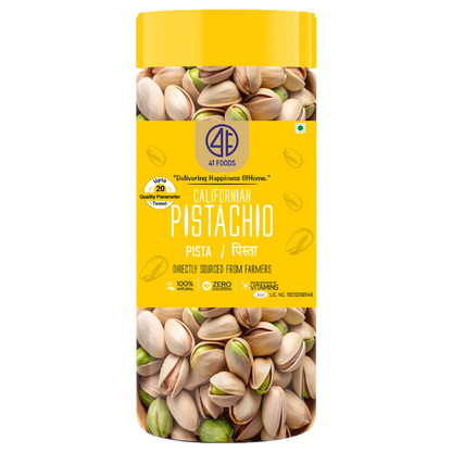 41 Foods 100 % Premium Healthy Dry Fruits I Pistachios Roasted & Salted, Pista, Rich In Protein, Phosphorus, & Dietary Fibre, Premium Nuts & Dry Fruits, Crunchy & Delicious Healthy Snack
