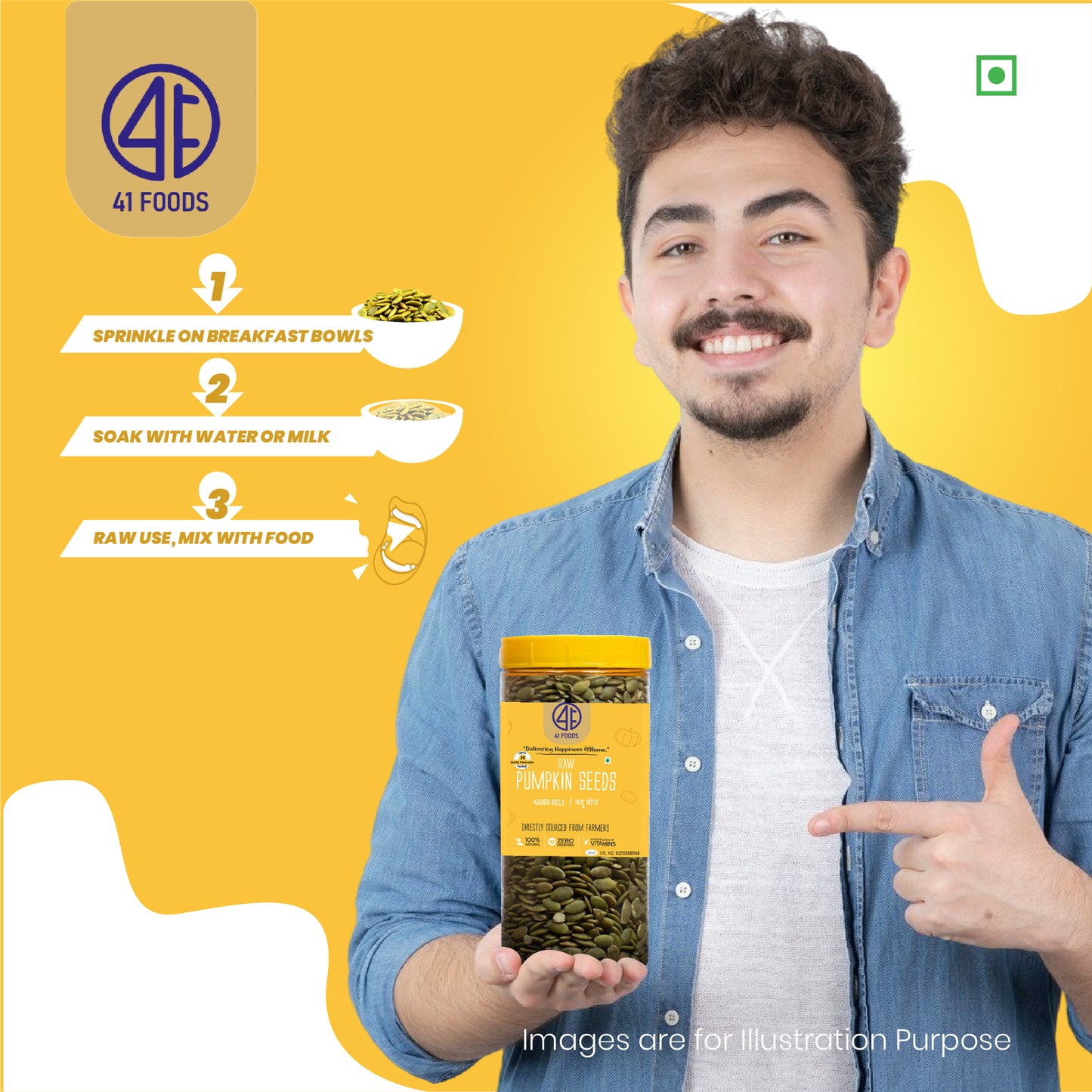 41Foods  Pumpkin Seeds | AAA Grade Pumpkin Seeds for eating | Immunity Booster and Fiber Rich.