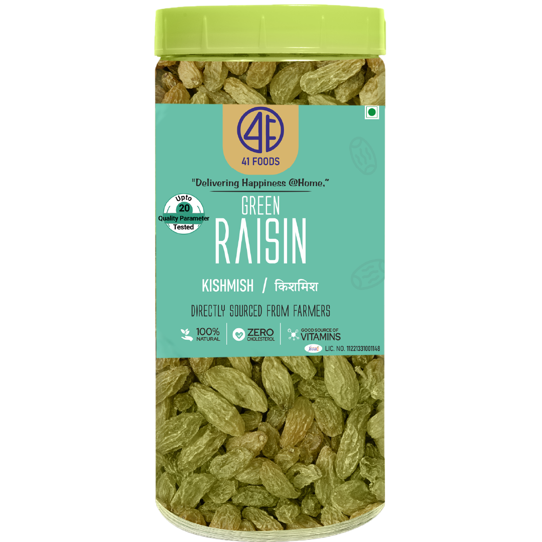 41 Foods 100 % Premium Healthy Dry Fruits I Pure Raisins Seedless/Kishmish, Source Of Potassium, Premium Dry Fruits, Green Raisins