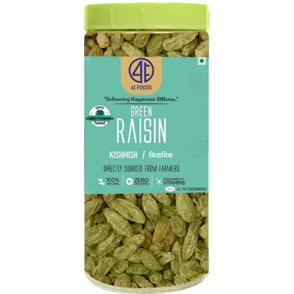41 Foods 100 % Premium Healthy Dry Fruits I Pure Raisins Seedless/Kishmish, Source Of Potassium, Premium Dry Fruits, Green Raisins