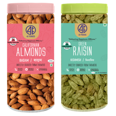 41 Foods 100 % Premium Healthy Dry Fruits  Combo of  Almonds, Raisins - Combo