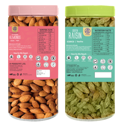 41 Foods 100 % Premium Healthy Dry Fruits  Combo of  Almonds, Raisins - Combo