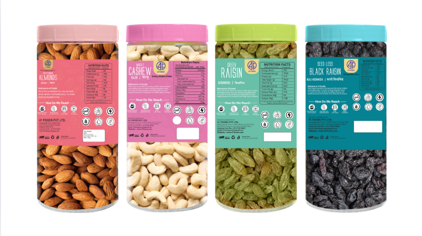 41 Foods 100 % Premium Healthy Dry Fruits  Combo of Cashew, Almond, Raisins, Black Raisin - Combo
