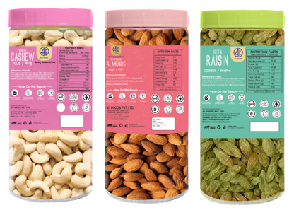 41Foods Healthy Dry Fruits 3 Combo of  Almond, Cashew,  Raisins.