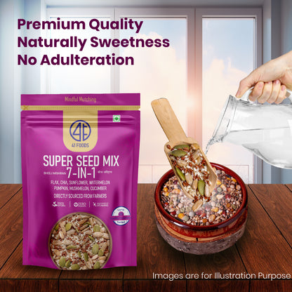 41 Foods 100 % Premium Healthy Dry Seeds I Seed Mix 7 in 1  I 100% Natural  7 in 1  - Edible Seeds | Healthy | Diet Snacks | 100% Natural and Roasted - Pumpkin, Watermelon, Sunflower, Flax, Chia, Muskmelon, Cucumber all 7 in 1