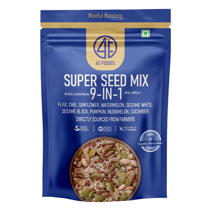 41Foods Healthy Seed Mix 9 in  - (Mix of Pumpkin, Watermelon, Flax, Chia, Sunflower, Muskmelon, Cucumber, Sesame White, Sesame Black. (Copy)