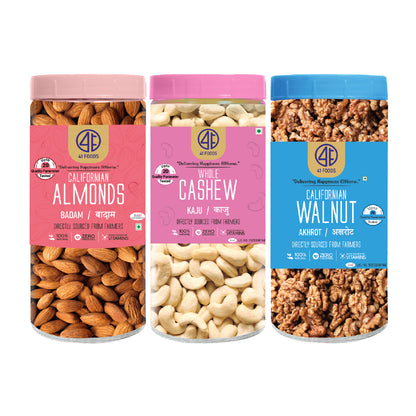41Foods Healthy Dry Fruits Combo of  Almond, Cashew,  Walnut.