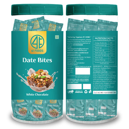 41 Foods Classic White Chocolate Bites & nbsp; I White Chocolate Made with White Chocolate, Pista, Cashews, Almonds, and Pure Ghee I Dry Fruits, Nuts, Healthy Snacks Sweets,Gluten Free, No Added Sugar.