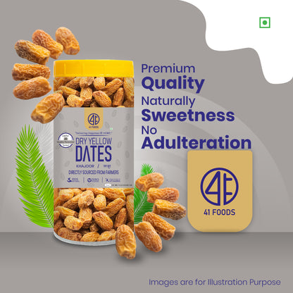 41 Foods 100 % Premium Healthy Dry Fruits Dried Yellow Dates  | Sukha Khajoor | Peela Khajoor | Kharik | Kharak | Kharek | Pila Chuara | Natural & Healthy Superfood Chhuara | Rich in Nutrients & Fiber