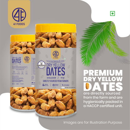 41 Foods 100 % Premium Healthy Dry Fruits Dried Yellow Dates  | Sukha Khajoor | Peela Khajoor | Kharik | Kharak | Kharek | Pila Chuara | Natural & Healthy Superfood Chhuara | Rich in Nutrients & Fiber