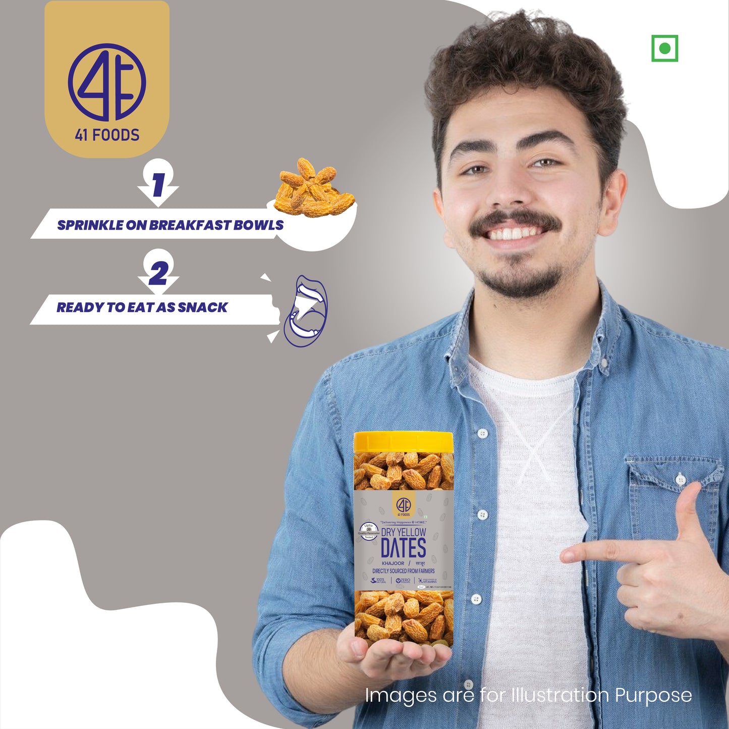 41Foods Healthy Dry Yellow Dates - Twin - Combo