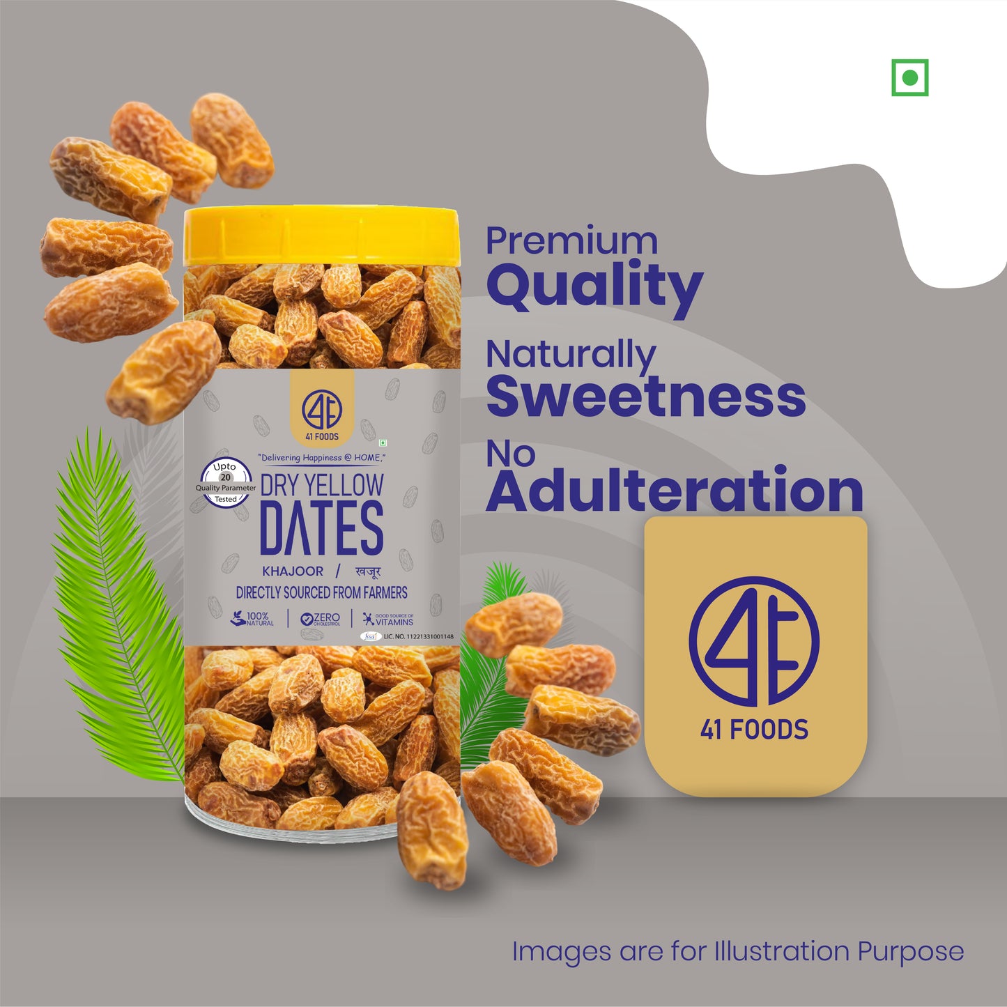 41Foods Healthy Dry Yellow Dates - Twin - Combo