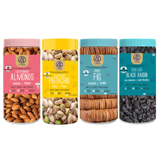 41 Foods 100 % Premium Healthy Dry Fruits  Combo of Almond, Pistachio, Fig, Black Raisin - Combo