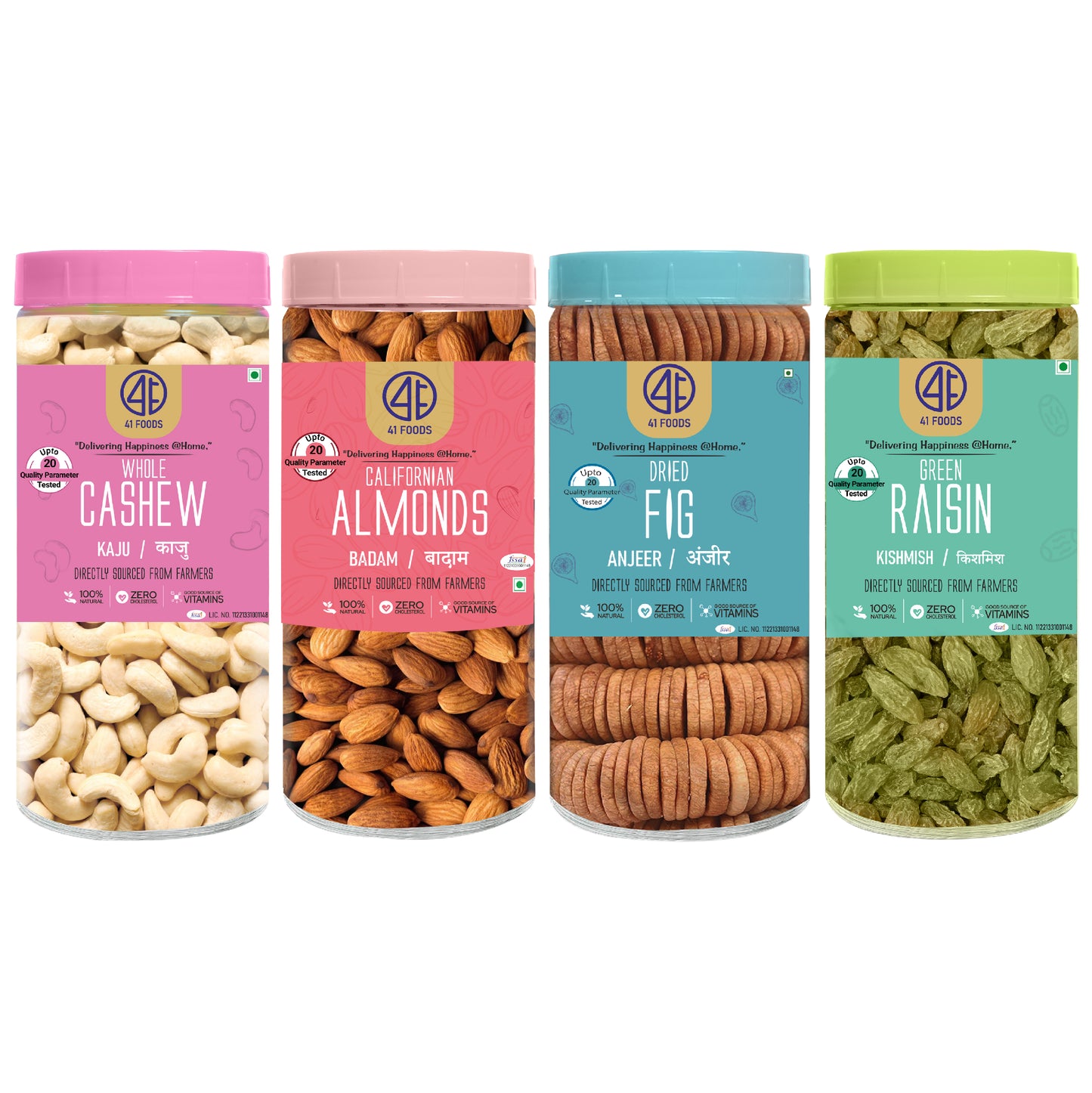 41 Foods 100 % Premium Healthy Dry Fruits  Combo of Cashew, Almond, Fig, Raisin - Combo