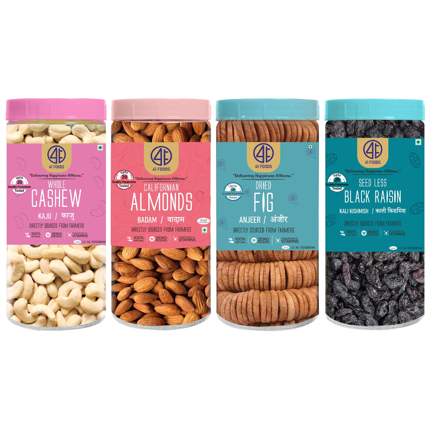 41 Foods 100 % Premium Healthy Dry Fruits  Combo of Cashew, Almond, Fig, Black Raisin - Combo