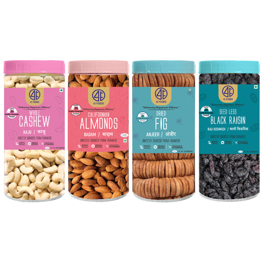41 Foods 100 % Premium Healthy Dry Fruits  Combo of Cashew, Almond, Fig, Black Raisin - Combo
