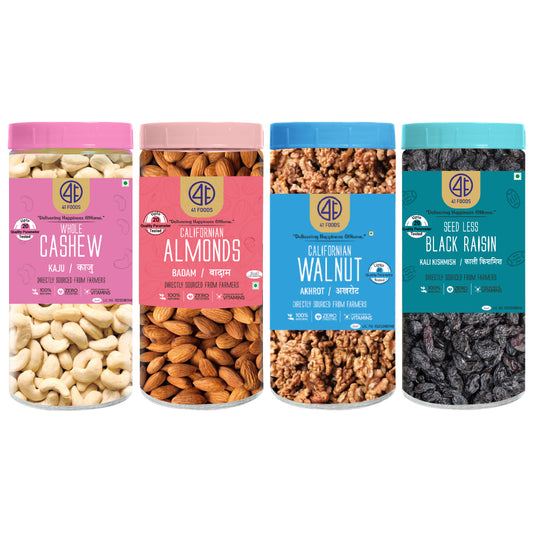 41 Foods 100 % Premium Healthy Dry Fruits  Combo of Cashew, Almonds, Walnut, Black Raisin - Combo