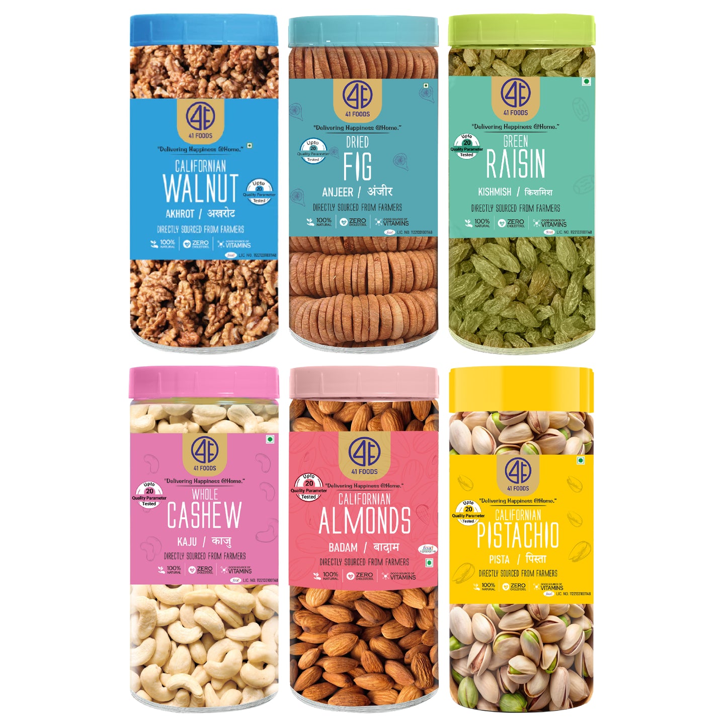 41 Foods 100 % Premium Healthy Dry Fruits  Combo of Pistachios, Almond, Cashew,  Raisins, Walnut, Fig - Combo