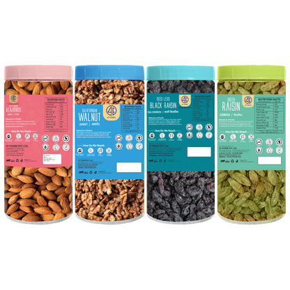 41 Foods 100 % Premium Healthy Dry Fruits  Combo of Almond, Walnut, Raisins, Black Raisin - Combo