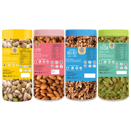 41 Foods 100 % Premium Healthy Dry Fruits  Combo of Almond, Pista, Walnut, Raisin - Combo
