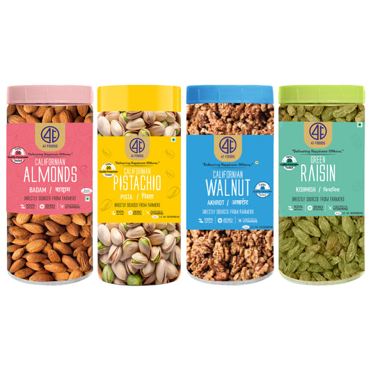 41 Foods 100 % Premium Healthy Dry Fruits  Combo of Almond, Pista, Walnut, Raisin - Combo
