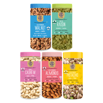 41 Foods 100 % Premium - Healthy Dry Fruits Combo of Pistachios, Almond, Cashew,  Raisins & Walnut Kernel-  Combo