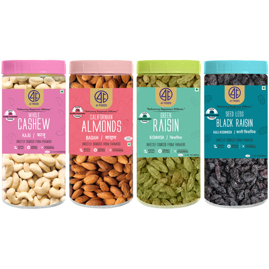 41 Foods 100 % Premium Healthy Dry Fruits  Combo of Cashew, Almond, Raisins, Black Raisin - Combo