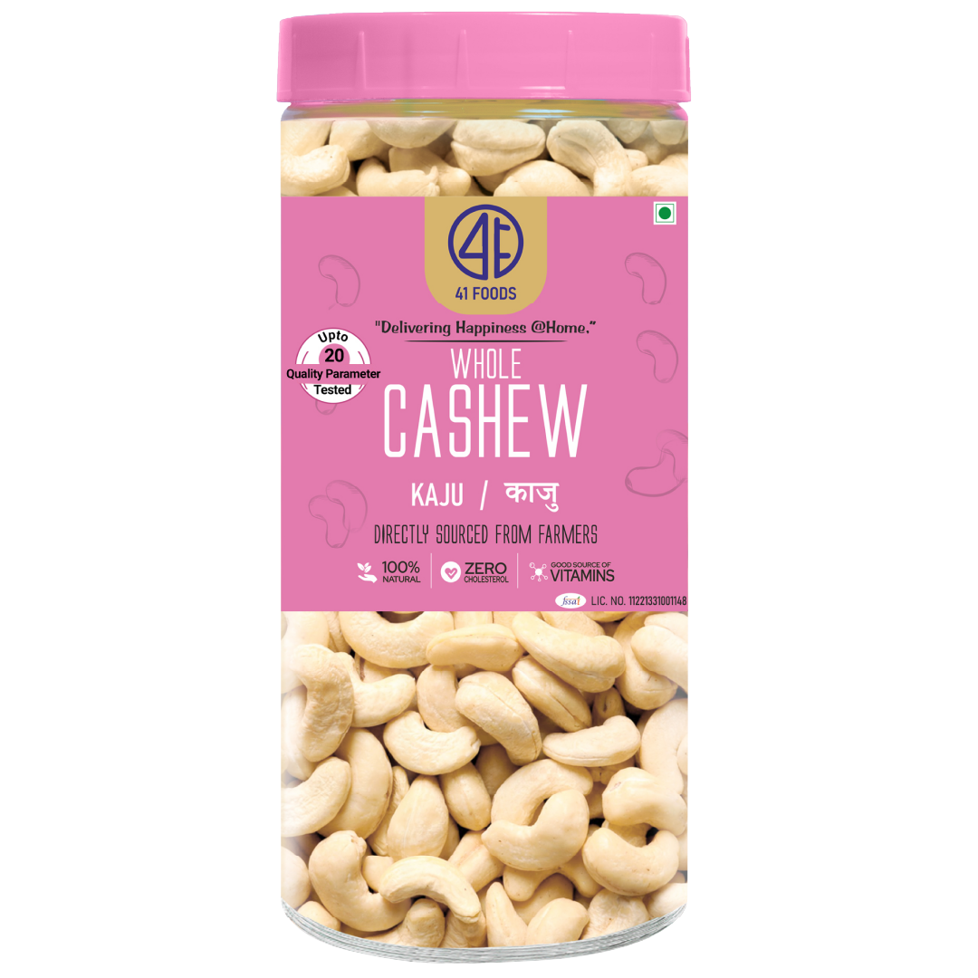 41 Foods 100 % Premium Healthy Dry Fruits  Pure Cashews Whole Kaju, Nutritious & Delicious, Premium Kaju Nuts, Rich In Protein, Magnesium & Phosphorus, Deluxe Size & Crunchy Nuts