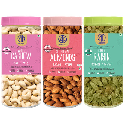 41Foods Healthy Dry Fruits 3 Combo of  Almond, Cashew,  Raisins.