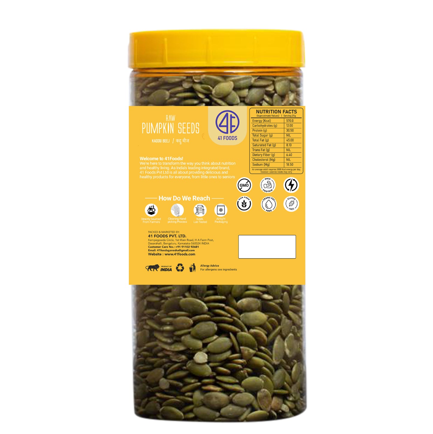 41Foods  Pumpkin Seeds | AAA Grade Pumpkin Seeds for eating | Immunity Booster and Fiber Rich.