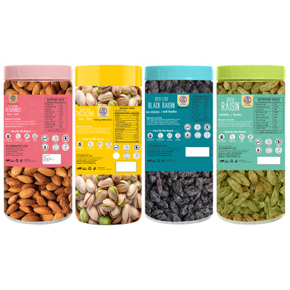 41 Foods 100 % Premium Healthy Dry Fruits  Combo of Pistachios, Almond, Pistachio, Raisins, Black Raisin - Combo