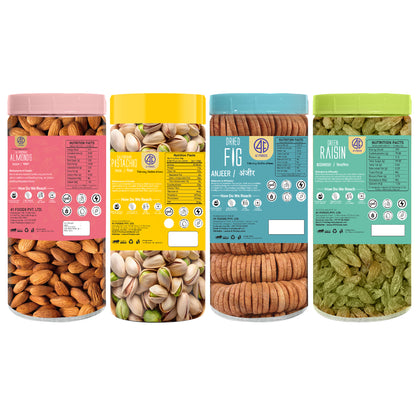 41 Foods 100 % Premium Healthy Dry Fruits  Combo of Almond, Pistachio, Fig, Raisin - Combo
