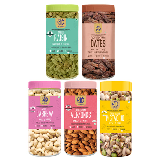 41 Foods 100 % Premium Healthy Dry Fruits  Combo of  Almond, Cashew, Pistachios, Raisins, Brown Date - Combo